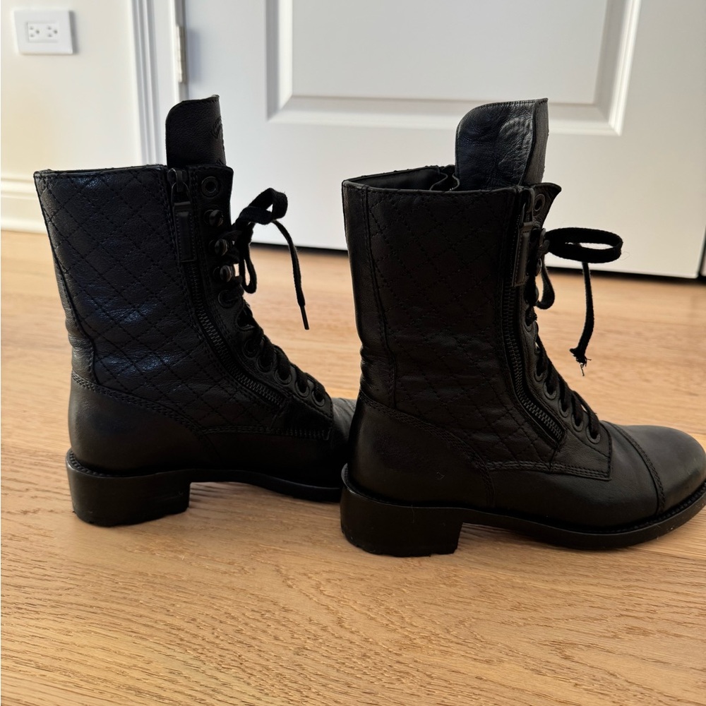 CHANEL Black Classic Combat Boots - Picture 3 of 11